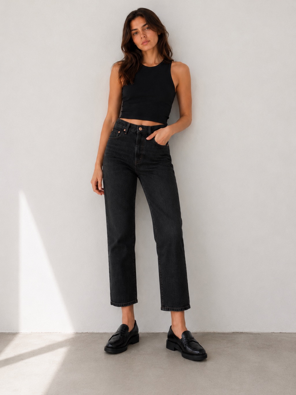 Levi’s Premium Ribcage Straight Ankle Jeans W26 Washed Black